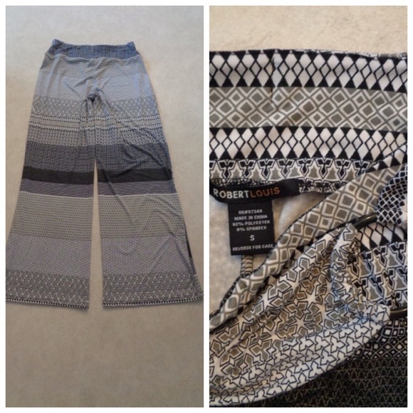 ROBERT LOUIS Fabulous Classy Palazzo Pant Lounge Formal Black Gray White Size S - Picture 5 of 5